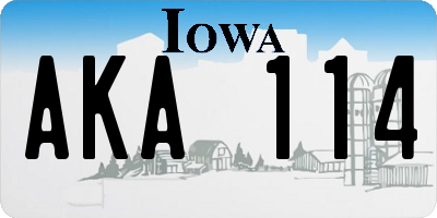 IA license plate AKA114