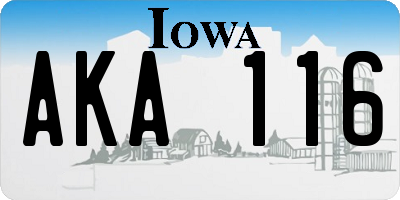 IA license plate AKA116