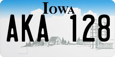 IA license plate AKA128