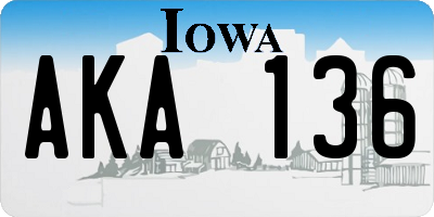 IA license plate AKA136