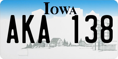 IA license plate AKA138