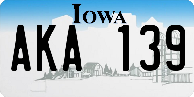 IA license plate AKA139