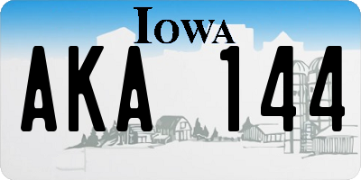 IA license plate AKA144