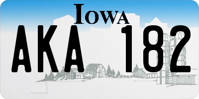 IA license plate AKA182