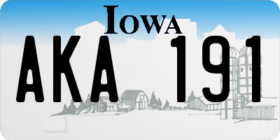 IA license plate AKA191