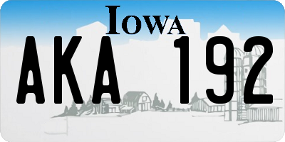 IA license plate AKA192