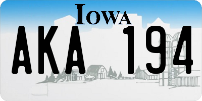 IA license plate AKA194