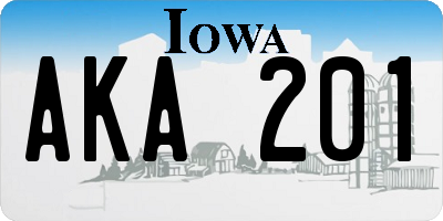 IA license plate AKA201