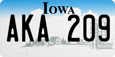 IA license plate AKA209