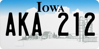 IA license plate AKA212