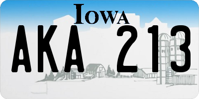 IA license plate AKA213