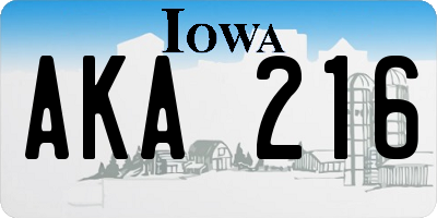 IA license plate AKA216