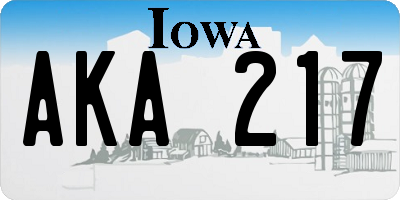 IA license plate AKA217