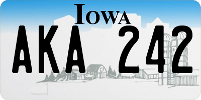 IA license plate AKA242