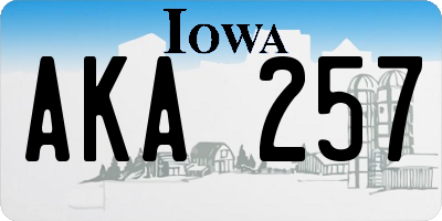 IA license plate AKA257