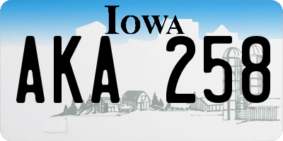 IA license plate AKA258