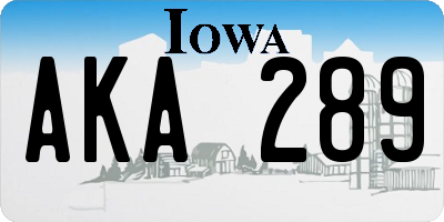 IA license plate AKA289