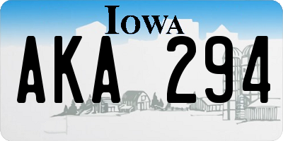 IA license plate AKA294