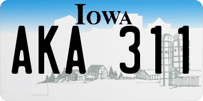 IA license plate AKA311