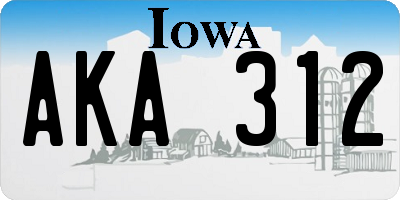 IA license plate AKA312