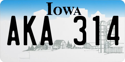 IA license plate AKA314