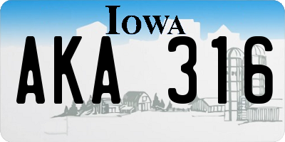 IA license plate AKA316