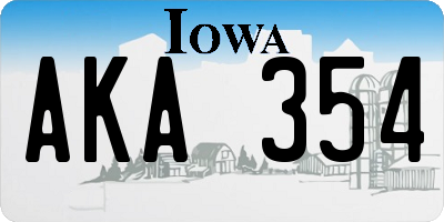IA license plate AKA354