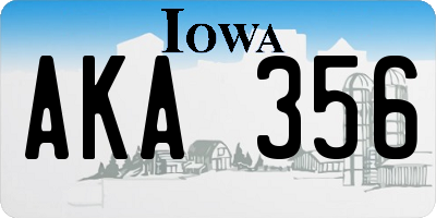 IA license plate AKA356