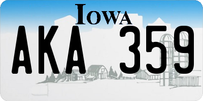 IA license plate AKA359