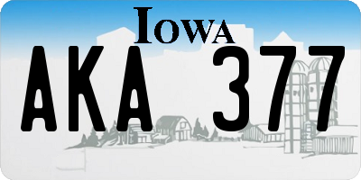 IA license plate AKA377