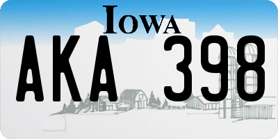 IA license plate AKA398