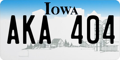 IA license plate AKA404