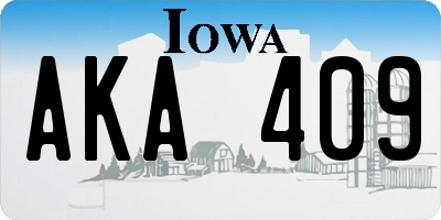IA license plate AKA409