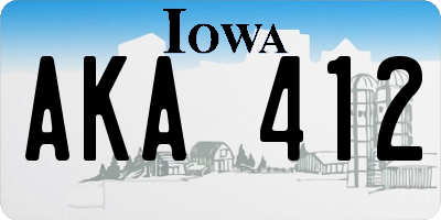 IA license plate AKA412