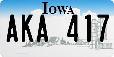 IA license plate AKA417