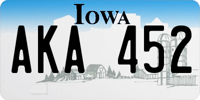 IA license plate AKA452