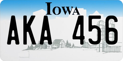 IA license plate AKA456