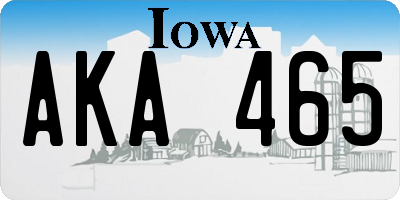 IA license plate AKA465