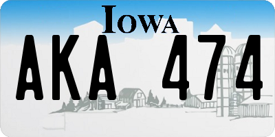 IA license plate AKA474