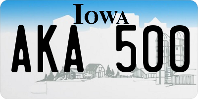 IA license plate AKA500