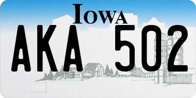 IA license plate AKA502