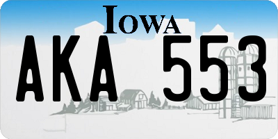 IA license plate AKA553