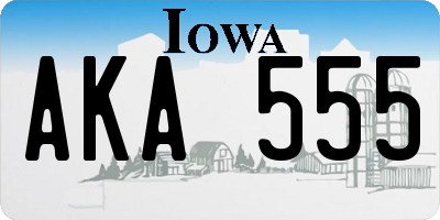 IA license plate AKA555