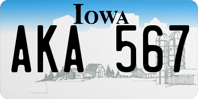 IA license plate AKA567