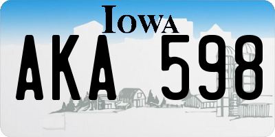 IA license plate AKA598