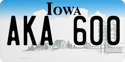 IA license plate AKA600