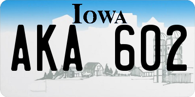 IA license plate AKA602