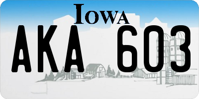 IA license plate AKA603