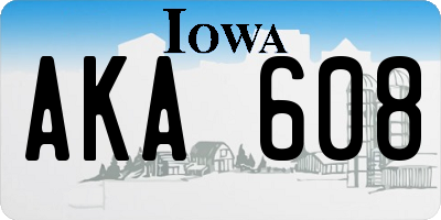 IA license plate AKA608