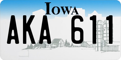 IA license plate AKA611
